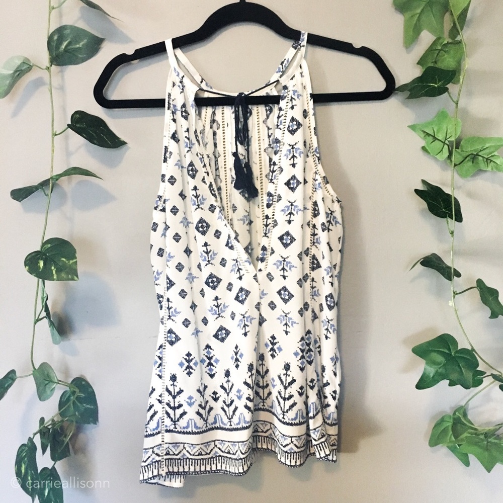 ✨Joie | Eniko Tribal Print Silk Tassel Tank - Picture 2 of 8